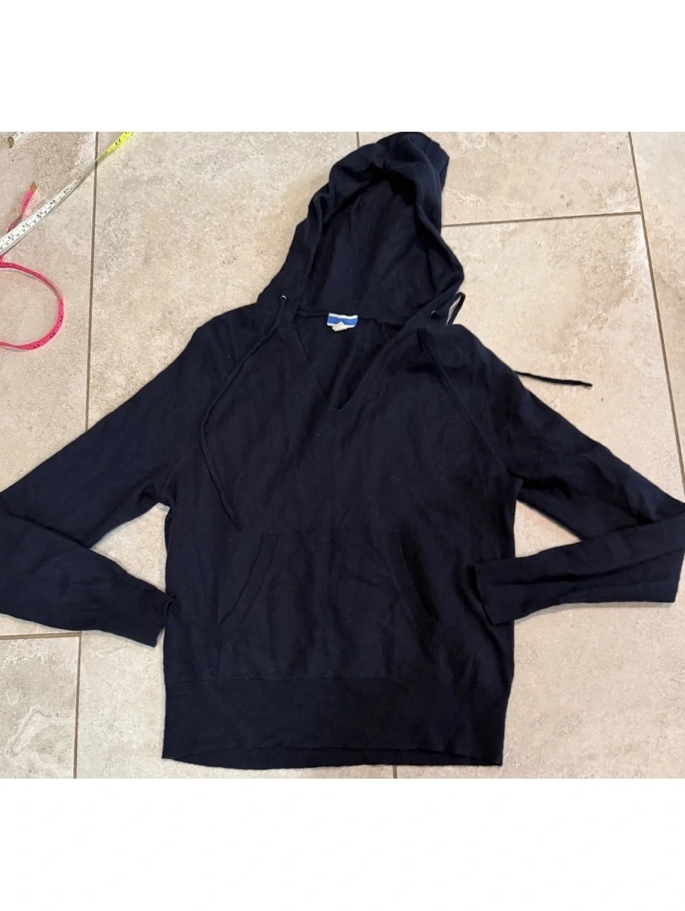 J.Crew 100% Cashmere Navy Hooded Lightweight Sweater